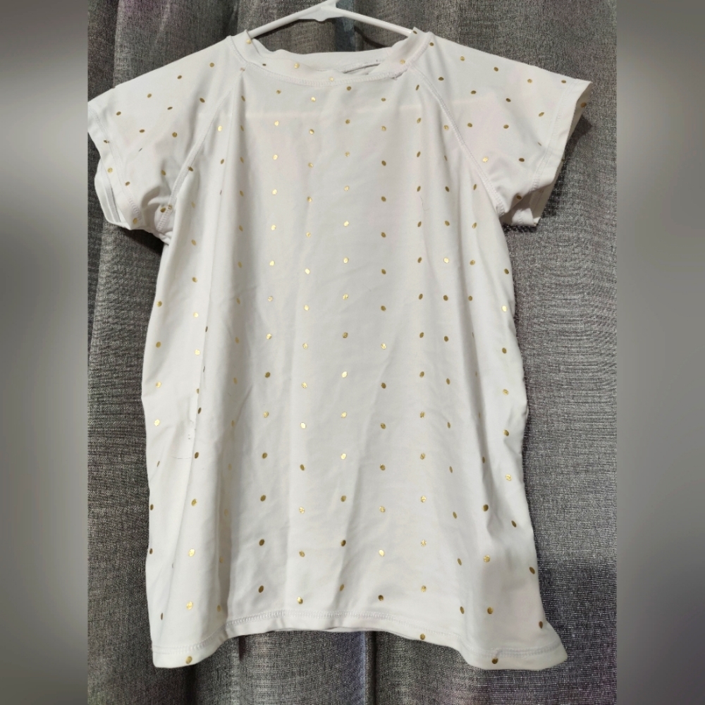 Girls white short sleeve rash guard
